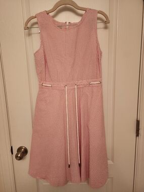 Talbots Pink Seersucker Midi Dress 6P